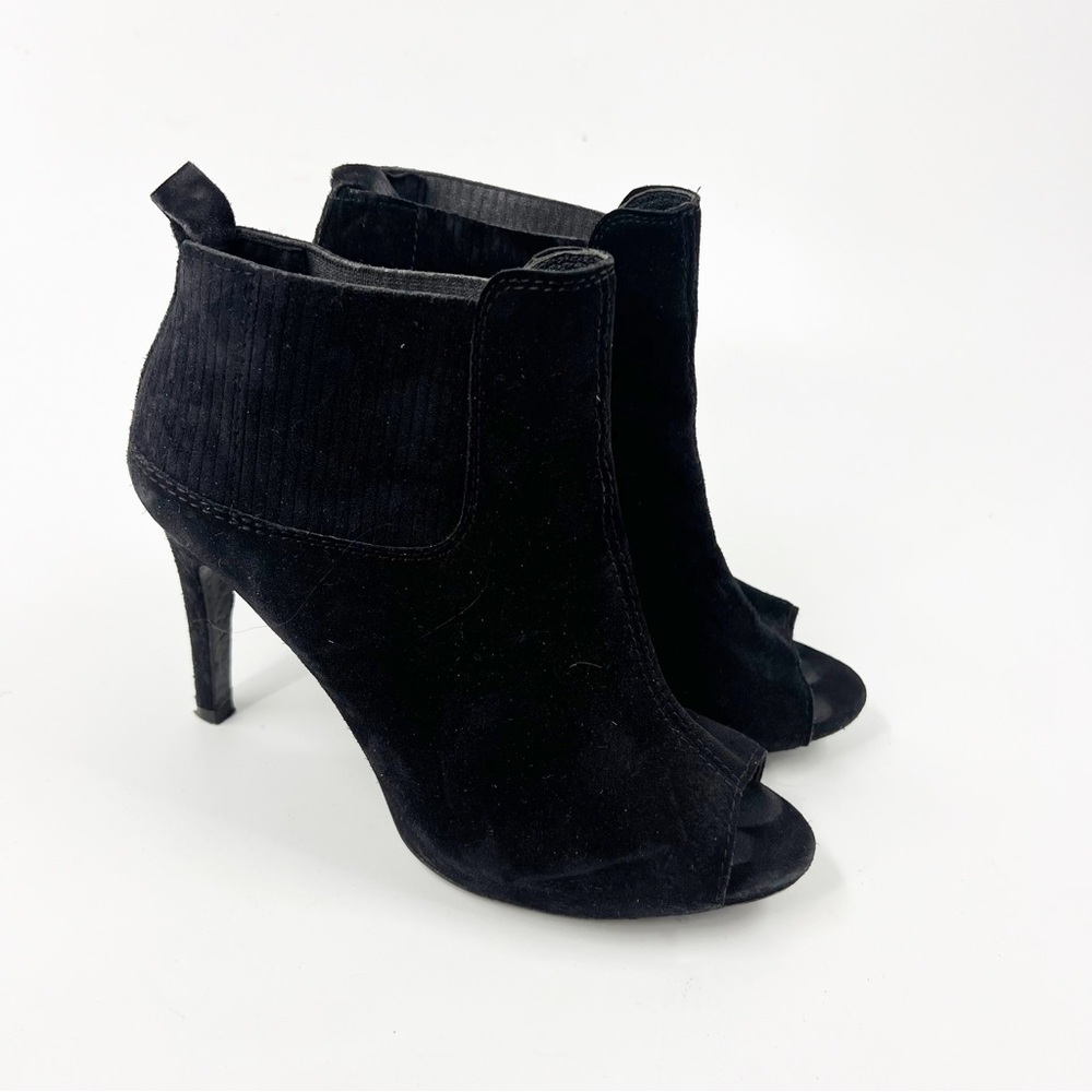 ✅ Pedro Garcia Sybil Open-Toe Chelsea Suede HEELED Boot BLACK SIZE 37.5